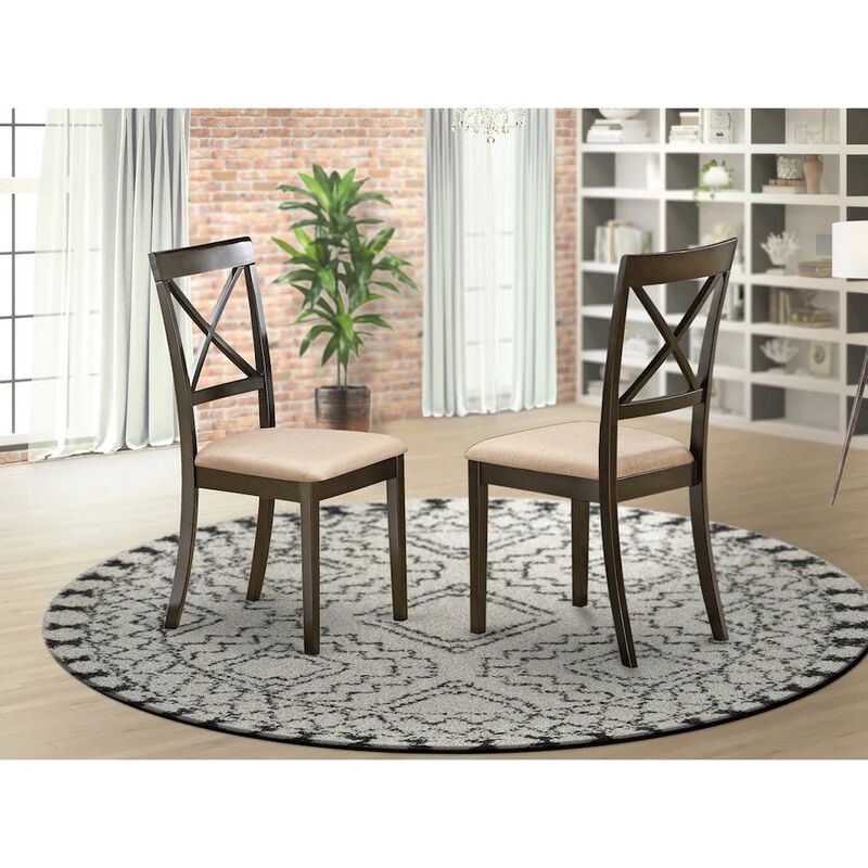 East West Furniture BOC-CAP-C Boston X-Back dining chair with Faux Leather Fabric Seat
