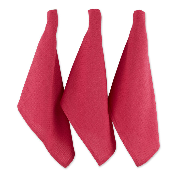 Set of 6 Pink Recycled Cotton Waffle Dish Towel  26"