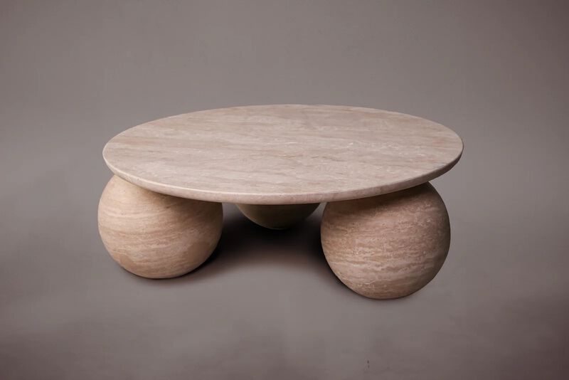 Travertine Round Coffee Table 47"