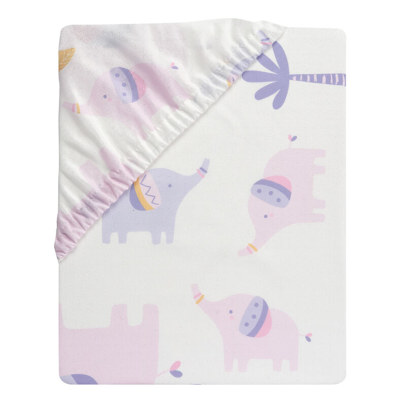 Bedtime Originals Elephant Dreams Fitted Crib Sheet - White, Animals, Jungle