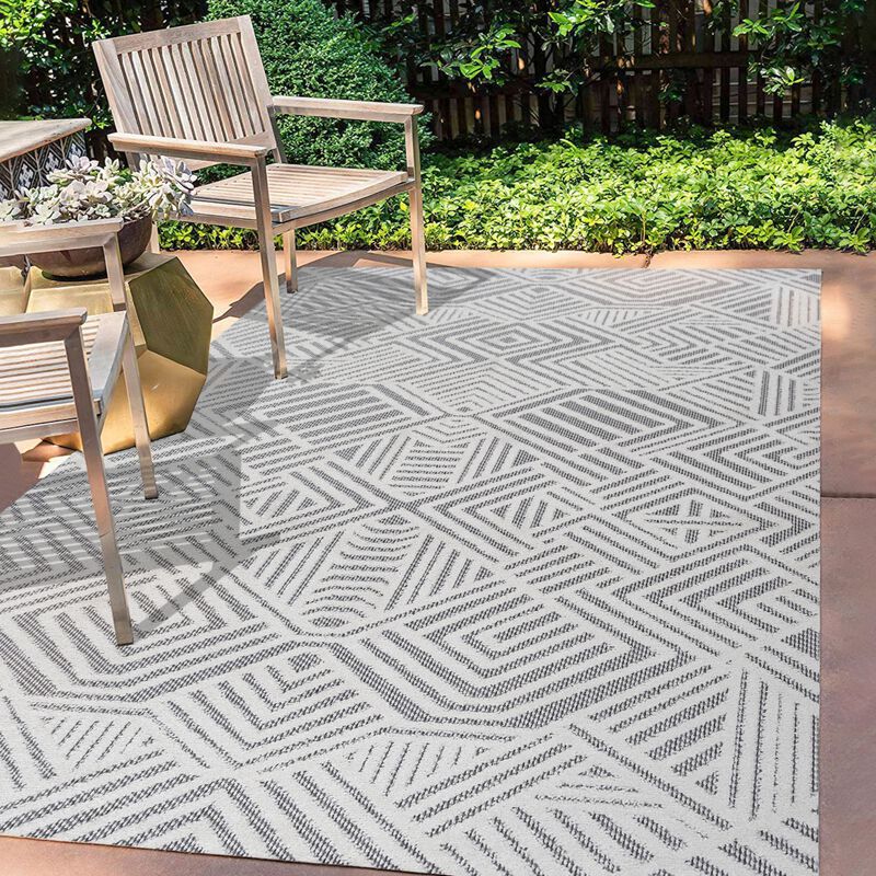 Jordan High-Low Pile Art Deco Geometric Indoor/Outdoor Area Rug