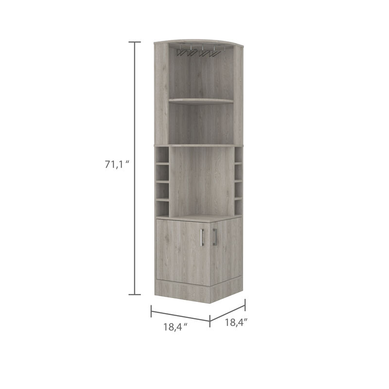 DEPOT E-SHOP Egina Corner Bar Cabinet, Two External Shelves , Light Gray