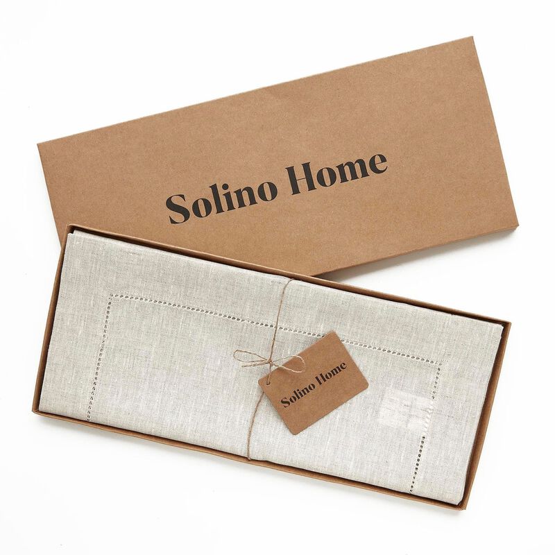 Solino Home 100% Pure Linen Table Runner | Classic Hemstitch for Thanksgiving, Christmas