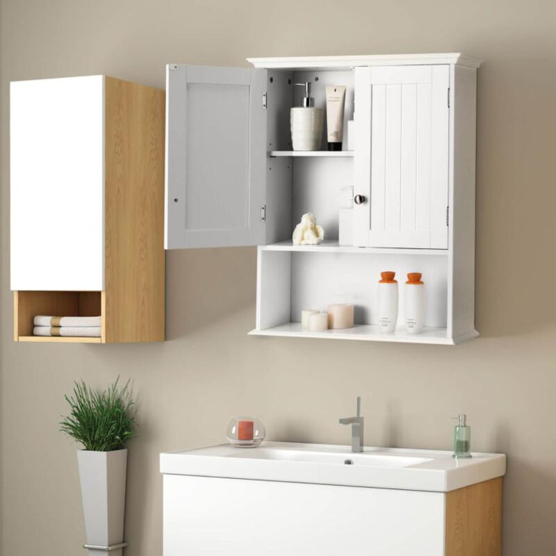 Hivvago Wall Mount Bathroom Cabinet Storage Organizer with Doors and Shelves