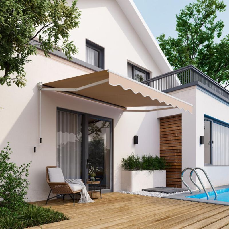 Hivvago Hivvago 10 x 8.2 Feet Retractable Awning with Easy Opening Manual Crank Handle