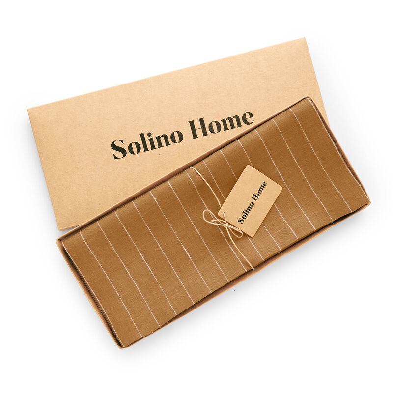 Solino Home 100% Pure Linen Table Runner | Pinstripe
