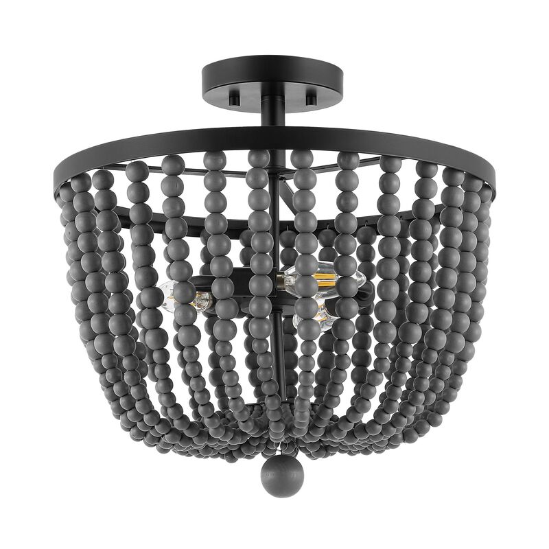 Drift 3-Light Bohemian Farmhouse Iron LED Semi Flush Mount