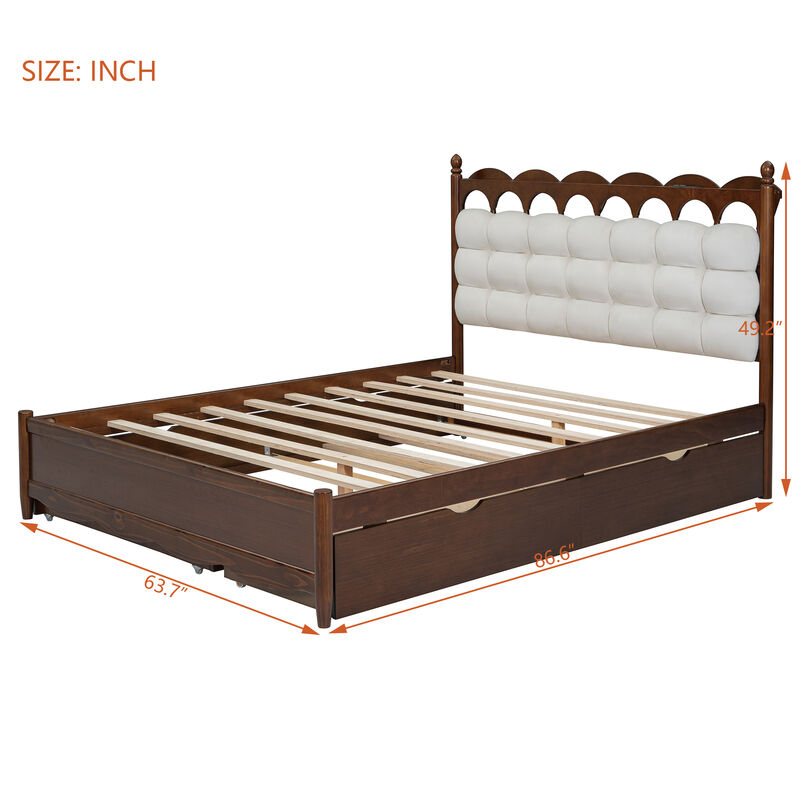 Merax Wooden Platform Bed with 2 Drawers and 1 Trundle
