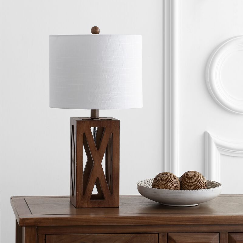Stewart Farmhouse Wood LED Table Lamp