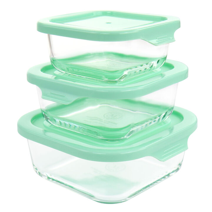 Martha Stewart 6 Piece Glass Storage Containers with Lids in Mint