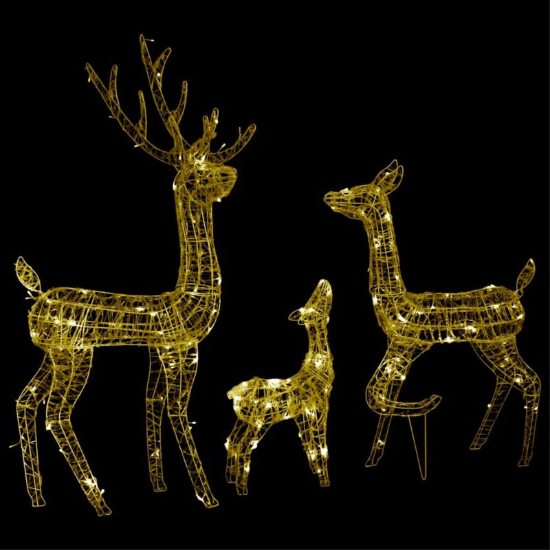 vidaXL Acrylic Reindeer Family Christmas Decoration 300 LED Warm White