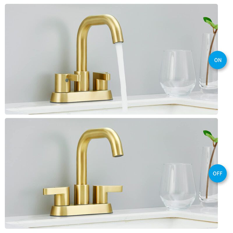Centerset Bathroom Sink Faucet 2 Handles with Drain and Water Supply Kit