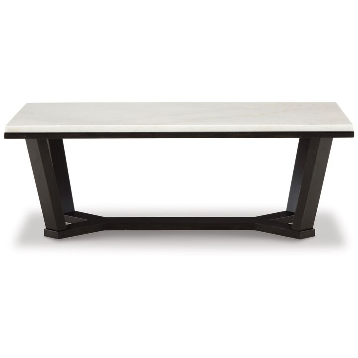 Fana Cocktail Coffee Table, Marble, Rectangular 48 Inch Espresso Brown - Benzara