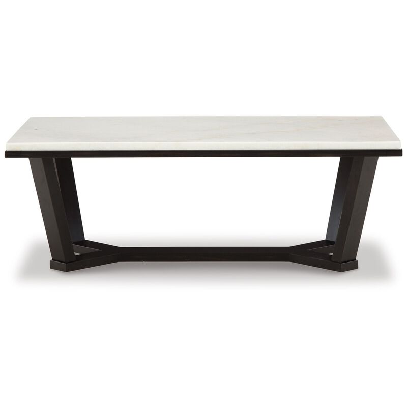 Fana Cocktail Coffee Table, Marble, Rectangular 48 Inch Espresso Brown - Benzara