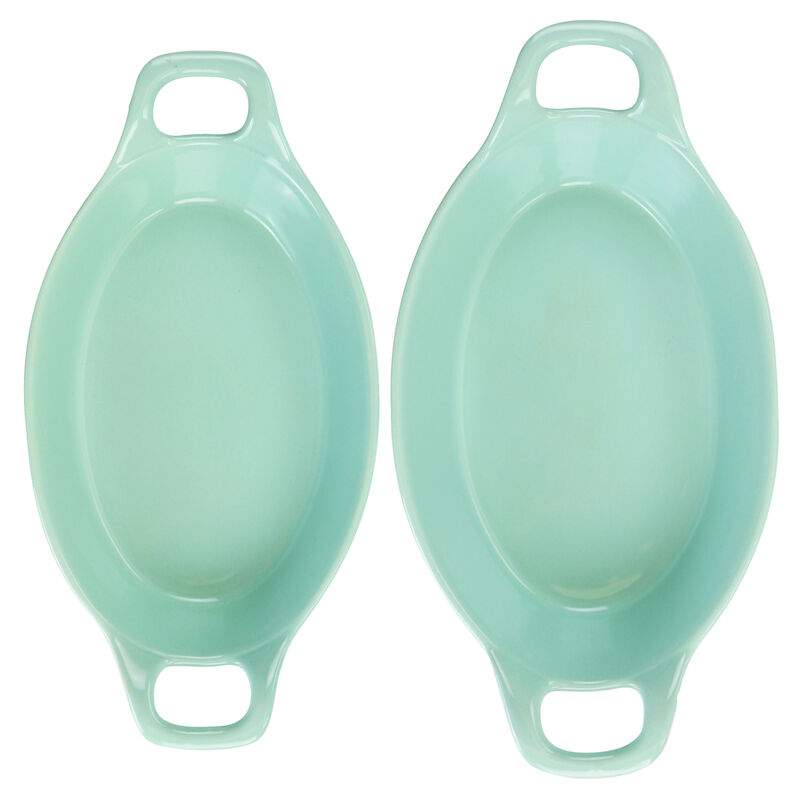Martha Stewart Stoneware 2 Piece Oval Baker Set in Mint