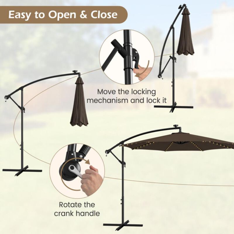 Hivvago 10 Feet Patio Umbrella with 112 Solar-Powered LED Lights