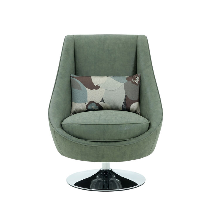 Pasargad Home Noho Collection Silver Swivel Accent Chair with Pillow