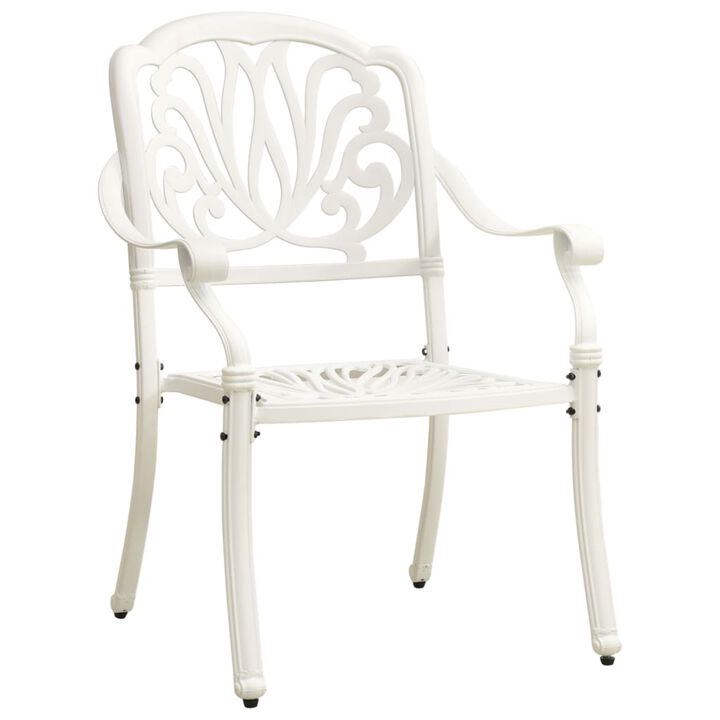 vidaXL Garden Chairs 2 pcs Cast Aluminum White