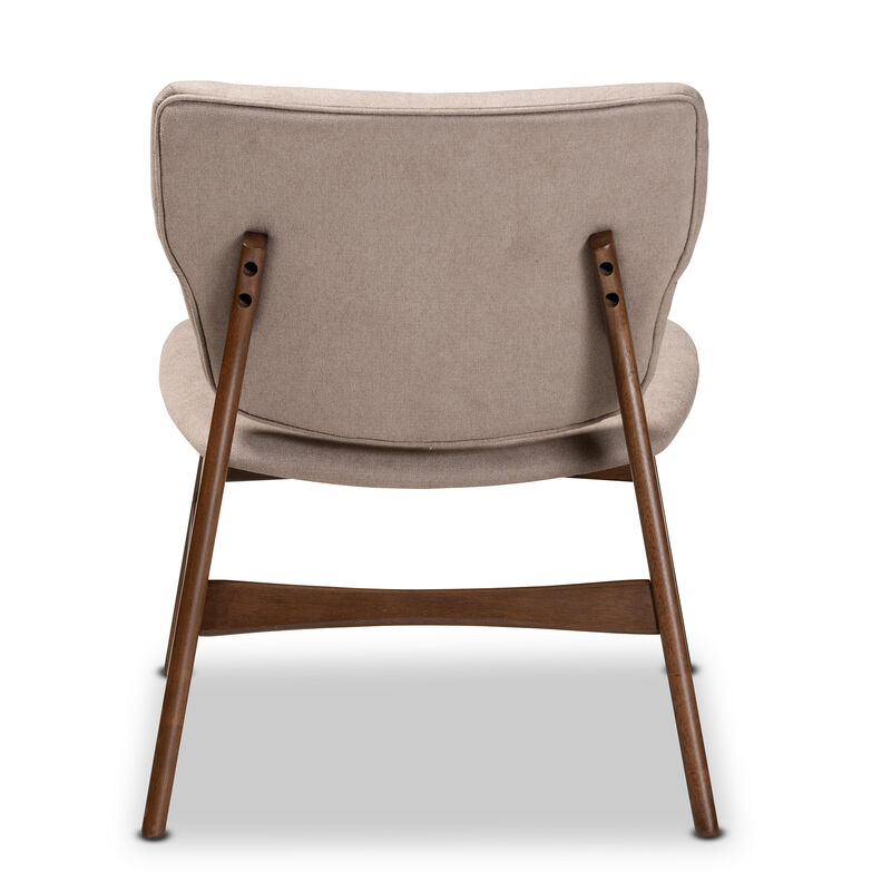 Baxton Studio Benito Transitional Beige Fabric Upholstered Wood Accent Chair