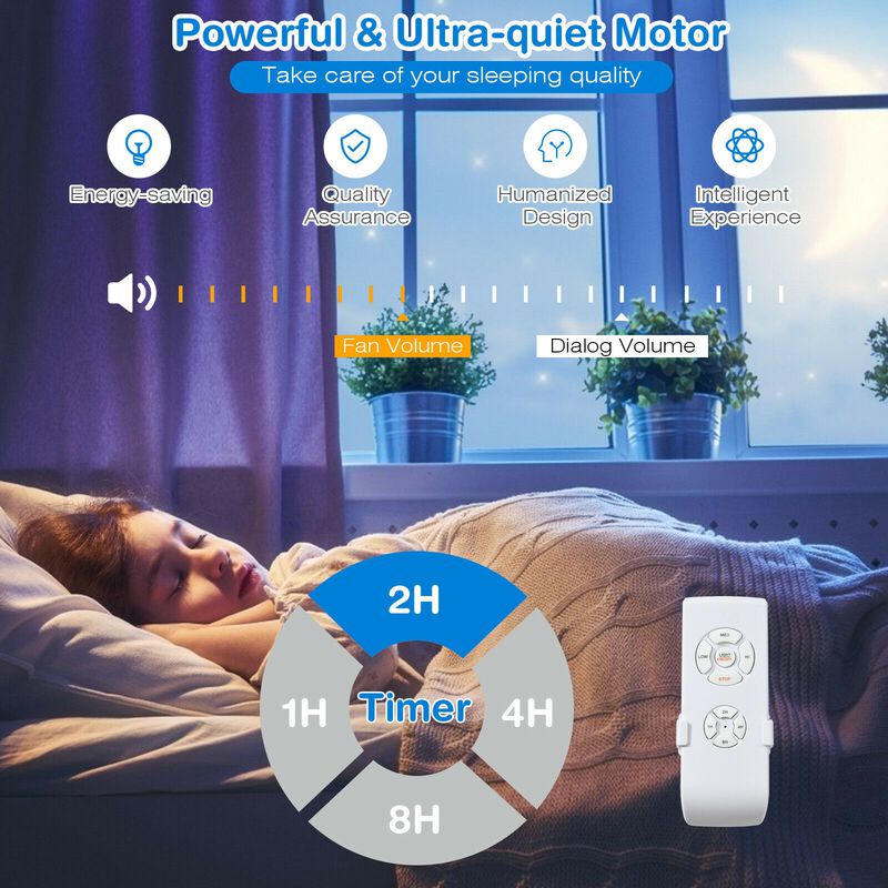 Ceiling Fan with Light Reversible Blade and Adjustable Speed