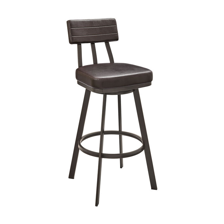 Jinab Swivel Stool in Black Metal with Black Faux Leather