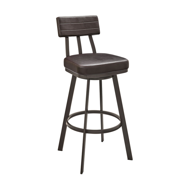 Jinab Swivel Stool in Black Metal with Black Faux Leather