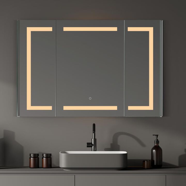 Altair Frameless Surface-Mount/Recessed LED Lighted Bathroom Medicine Cabinet