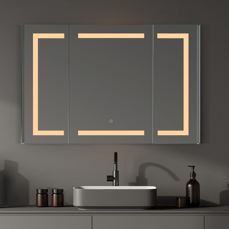 Altair Frameless Surface-Mount/Recessed LED Lighted Bathroom Medicine Cabinet