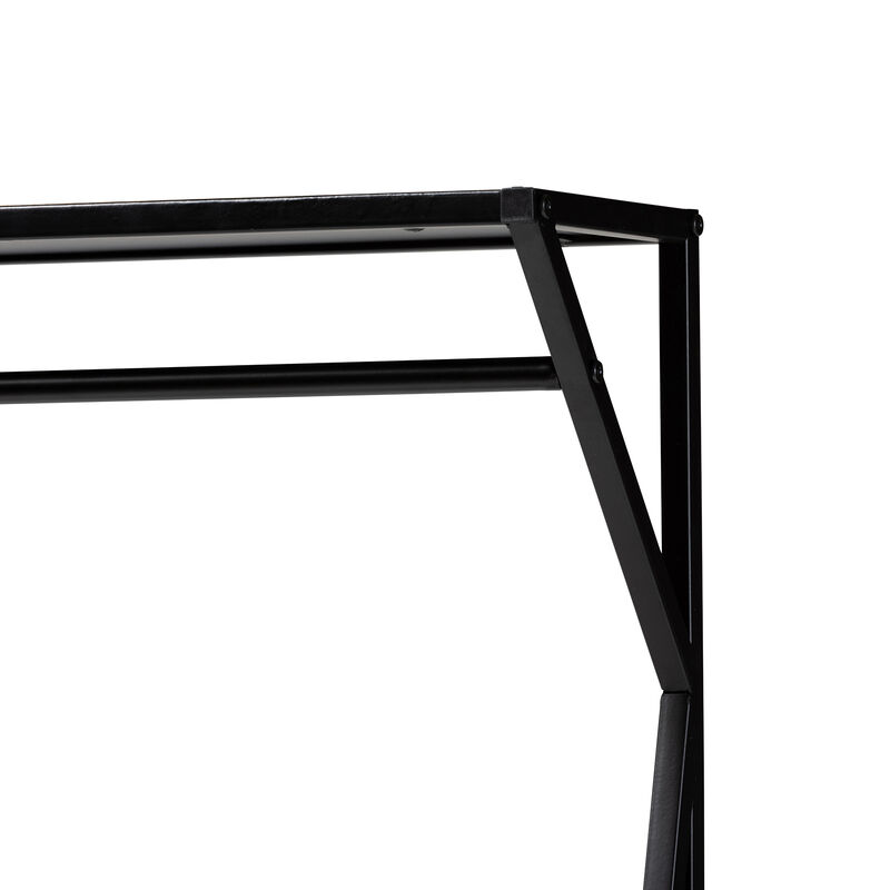 Baxton Studio Laima Rustic Distressed Wood and Black Metal Finished Entryway Coat Hanger