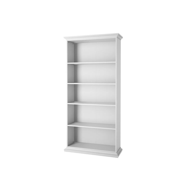 Tvilum Tall Wide 5 Shelf Bookcase, White