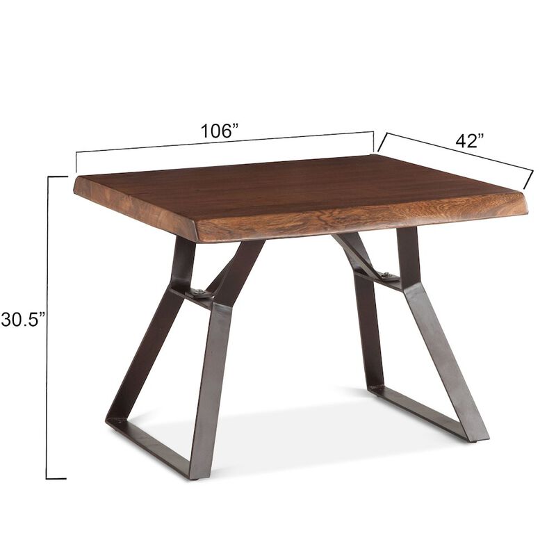World Interiors Nottingham 23-Inch Acacia Wood Live Edge Side Table in Walnut Finish