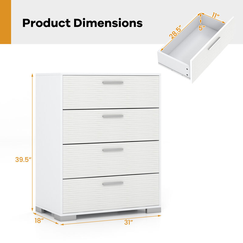 4 Drawer Storage Cabinet with Metal Legs Handles with Anti-Toppling Devices