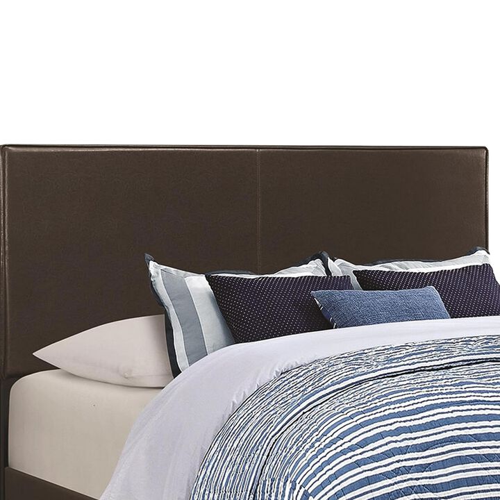 Leather Upholstered California King Size Platform Bed, Brown-Benzara