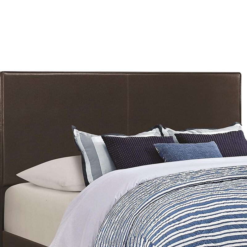 Leather Upholstered California King Size Platform Bed, Brown-Benzara