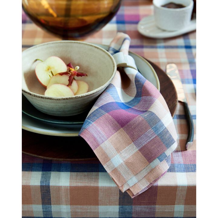 Solino Home 100% Pure Linen Dinner Napkins 20 x 20 Inch Set of 4 | Fall Flavors Madras