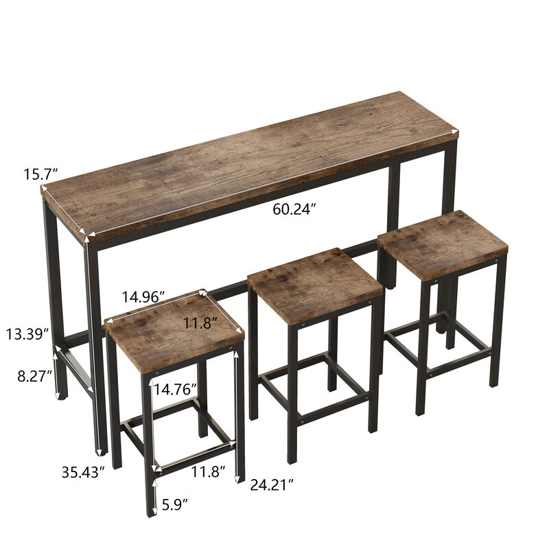 Modern Design Dining Table Set with 3 Stools