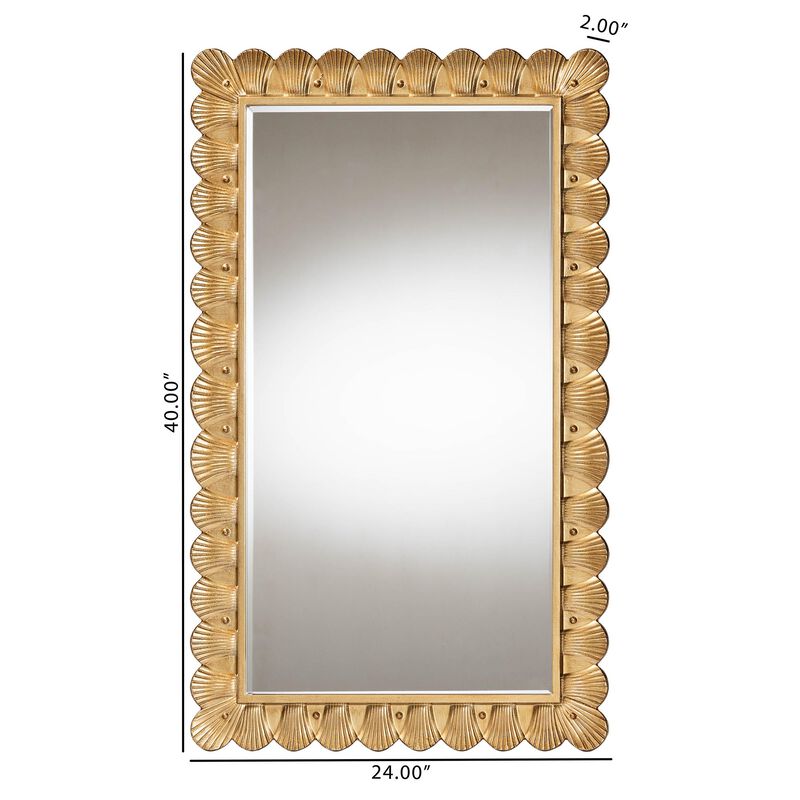 Baxton Studio Vadim Antique Gold Wood Accent Mirror with Seashell Border