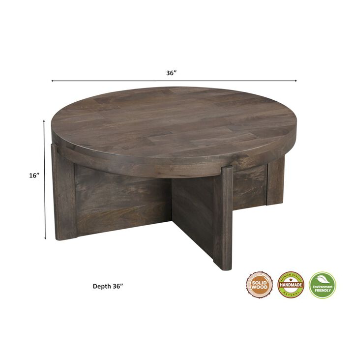 Taran Designs Adrien Round Solid Wood Coffee Table