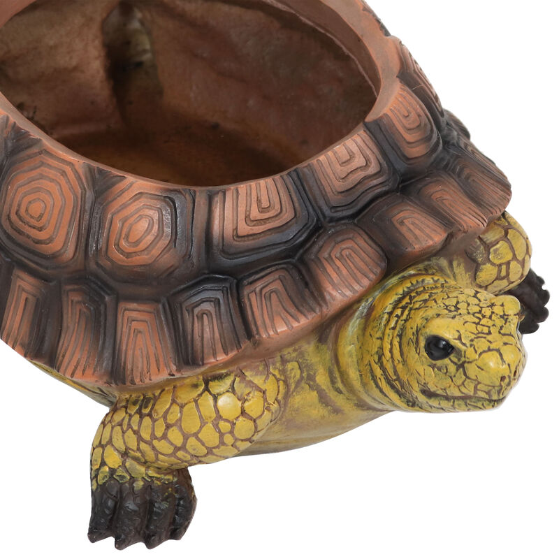Sunnydaze Teddy the Tortoise 11 in Polyresin Outdoor Garden Planter