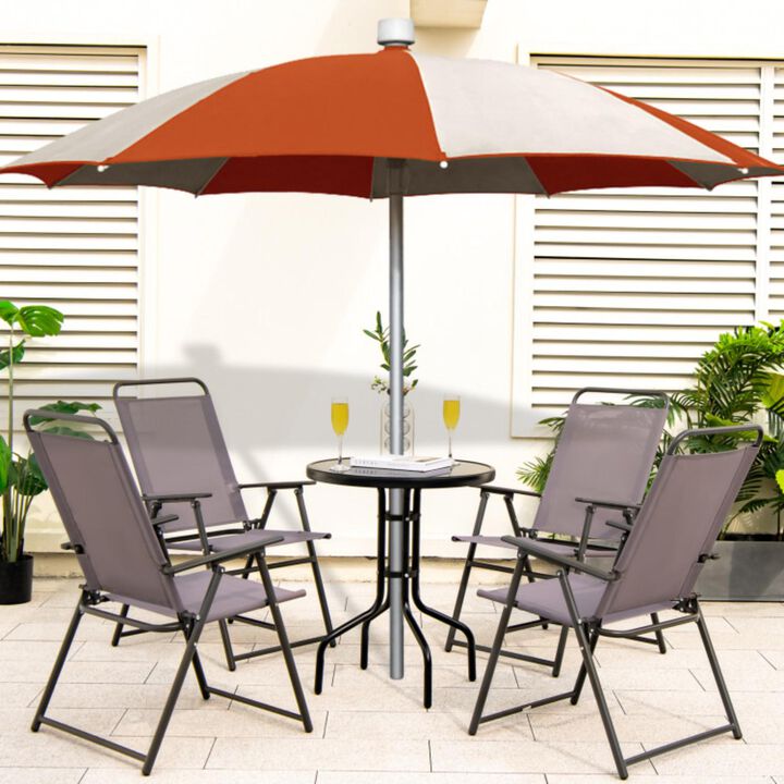 Hivvago Outdoor Folding Sling Chairs Set of 4 with Armrest and Backrest