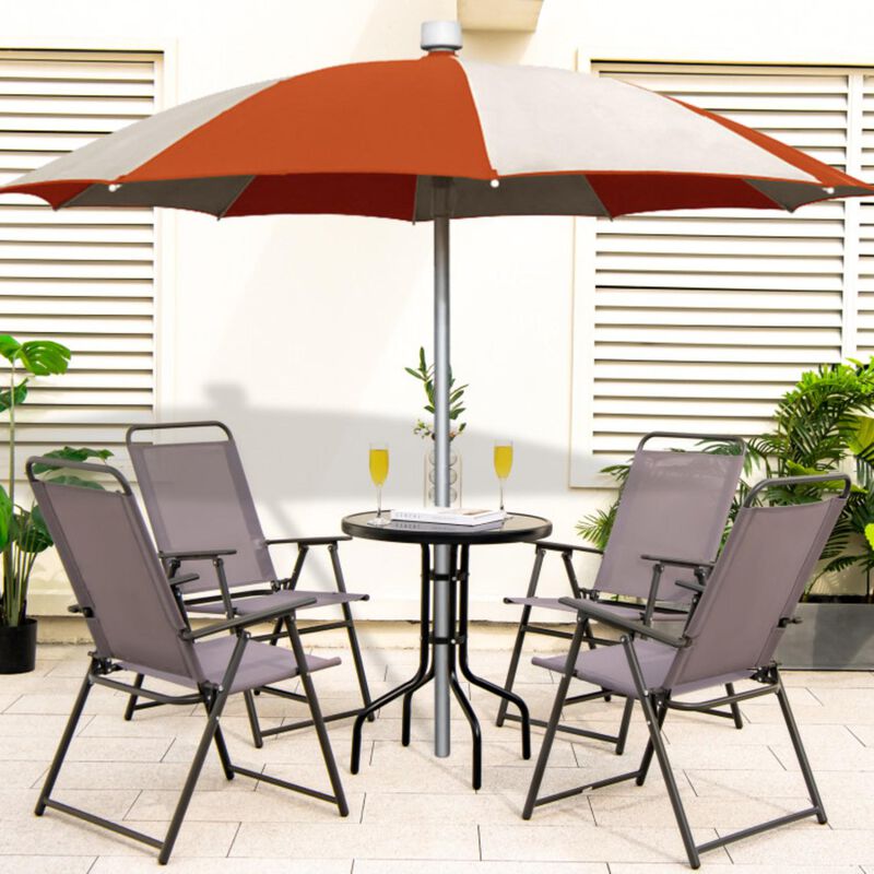Hivvago Outdoor Folding Sling Chairs Set of 4 with Armrest and Backrest