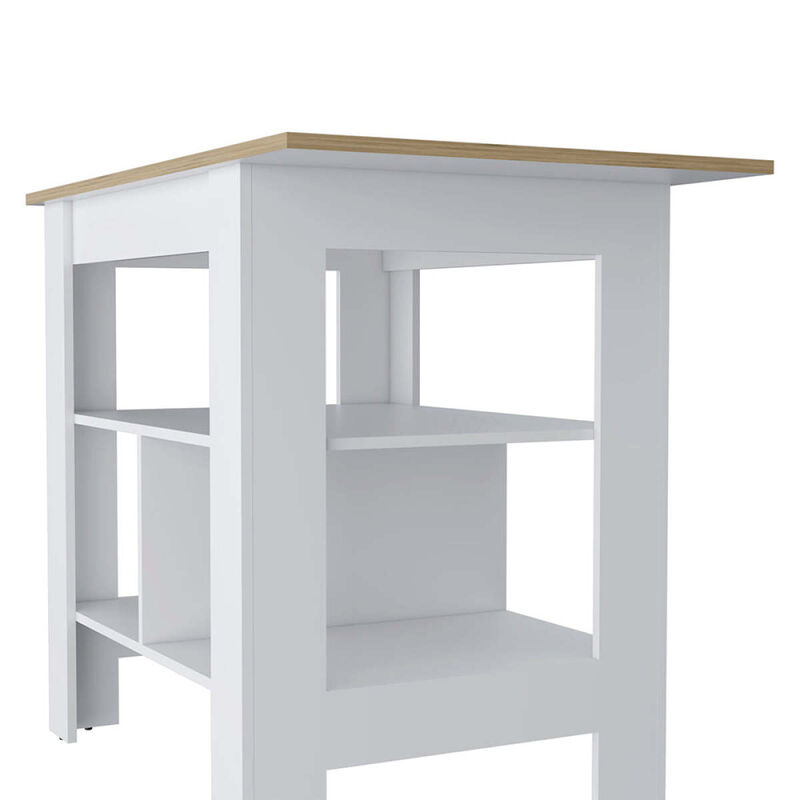 Streamdale Adeline 3-Shelf Kitchen Island White And Macadamia
