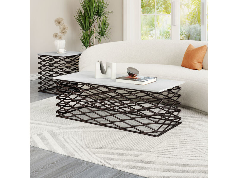 Duchess Coffee Table White & Antique Bronze