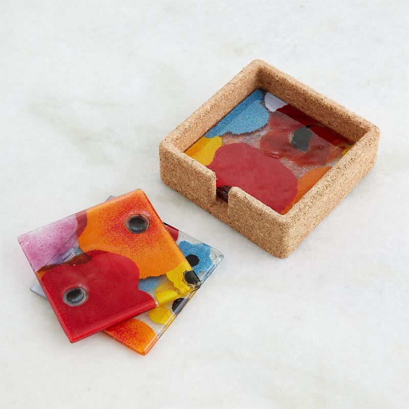 Fused Floral Coaster Set