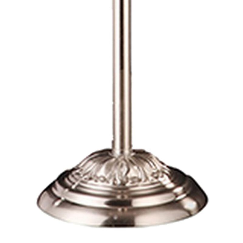 Stalk Design Metal Floor Lamp with Hanging Crystal Accent, Silver-Benzara