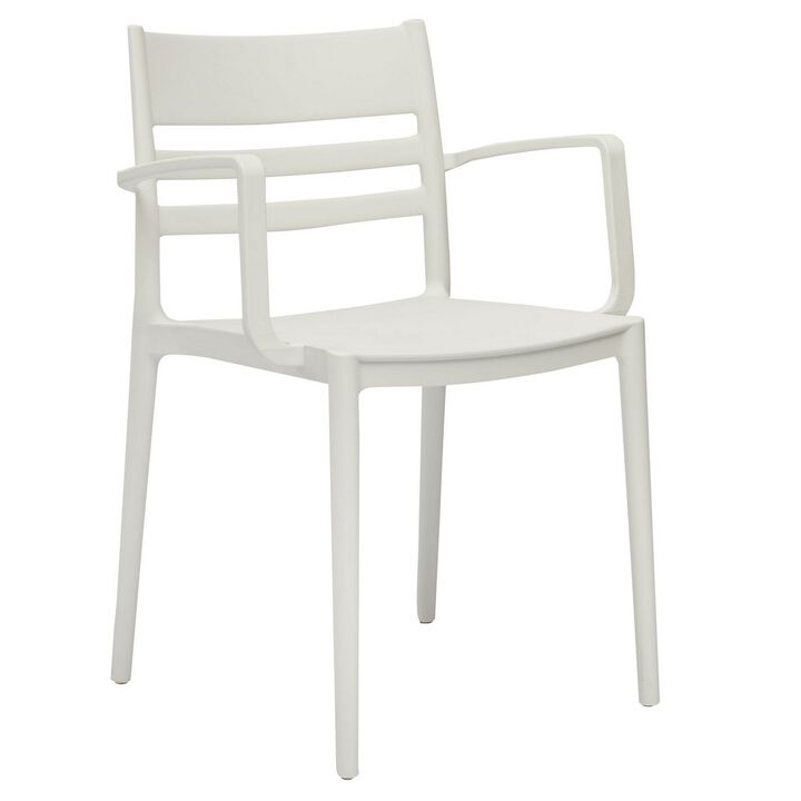 Teesy 22 Inch Side Dining Armchair Set of 4, Indoor Outdoor, White Finish - Benzara