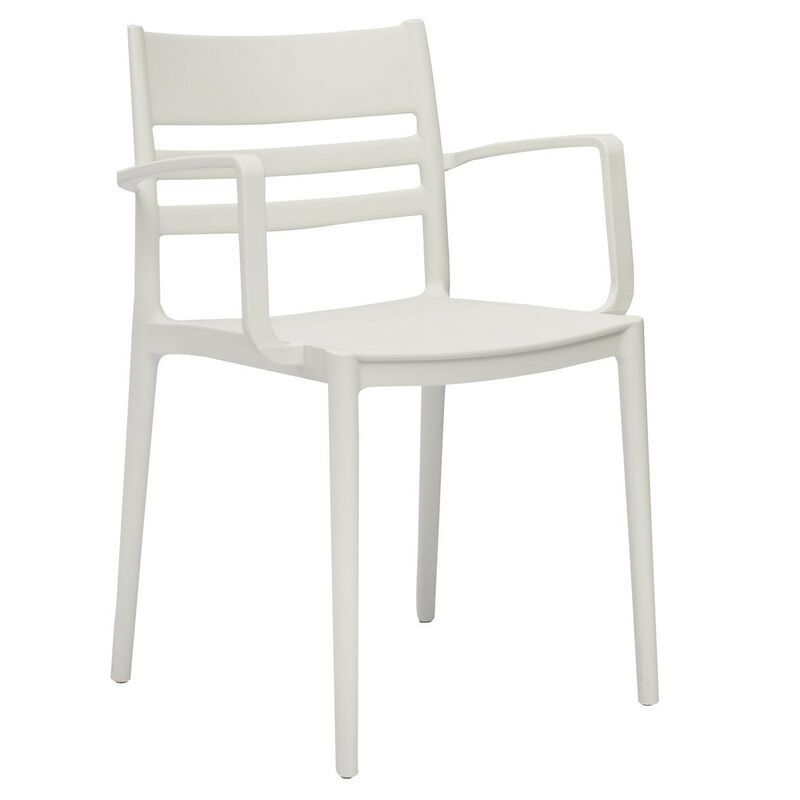 Teesy 22 Inch Side Dining Armchair Set of 4, Indoor Outdoor, White Finish - Benzara