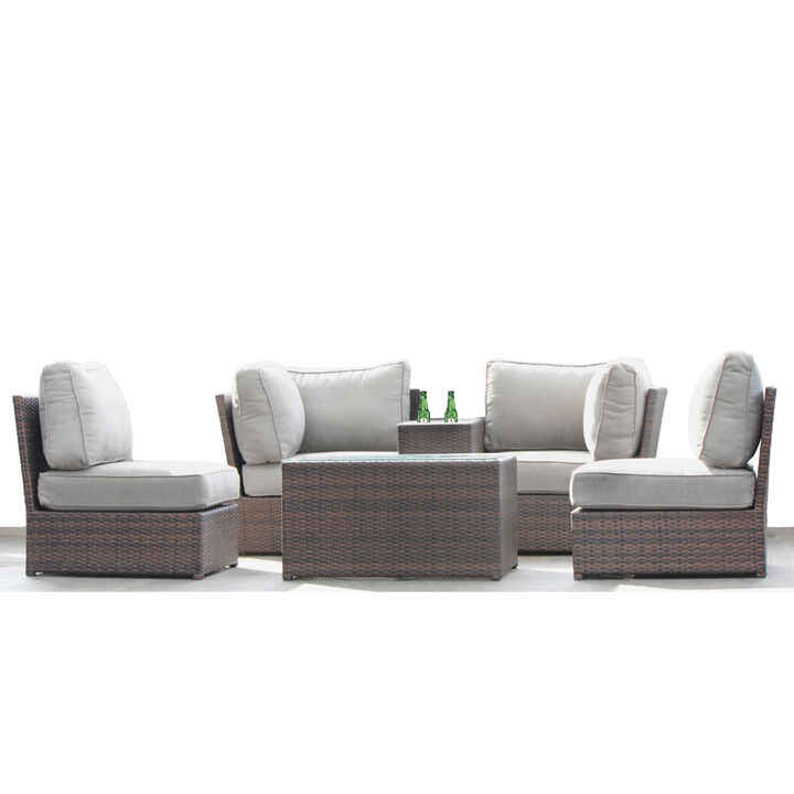 Living Source International Rattan Wicker Fully Assembled 4 - Person Seating Group with Cushions
