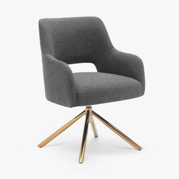 WestinTrends Genevieve Mid-Century Modern Wide Boucle Swivel Accent Arm Chair