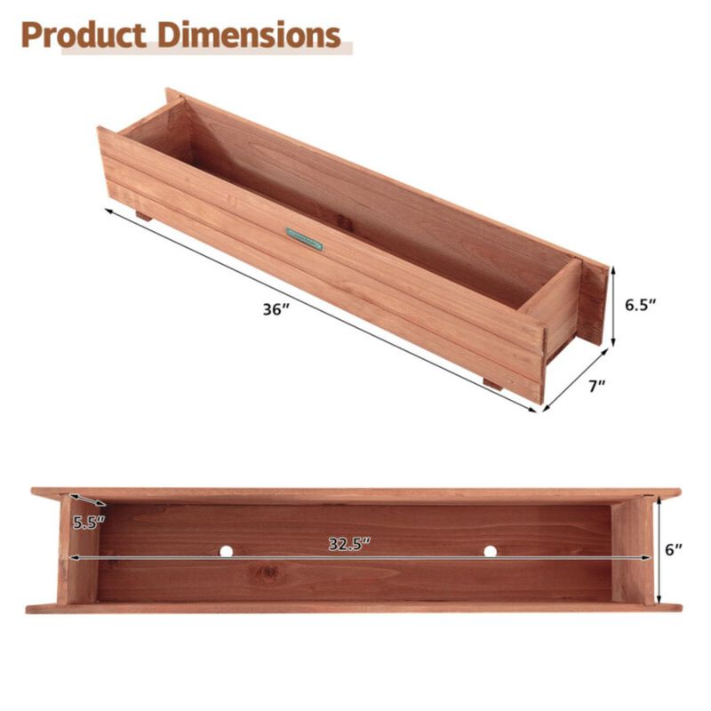 Hivvago Wooden Decorative Planter Box for Garden Yard and Window